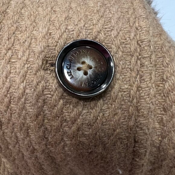 Liz Claiborne Womens Coat Wool Blend Faux Fur Detach Collar Cable Pattern‎ Sz M - Picture 12 of 14